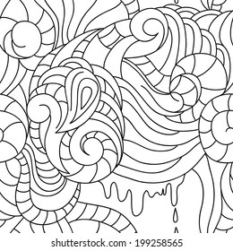 Vector seamless abstract pattern. White and black background. Hand drawing work