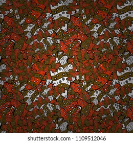 Vector. Seamless Abstract Retro Background Design. Pattern. Tender fabric pattern. Brown, black, orange, white and gray on colors.