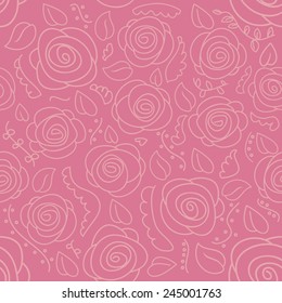 Vector Seamless Abstract Rose Flower Background in Purple Pink Color