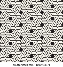 Vector seamless abstract shapes pattern. Modern stylish stripes texture. Repeating geometric tiles with hexagonal elements