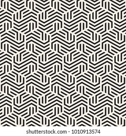 Vector seamless abstract shapes pattern. Modern stylish stripes texture. Repeating geometric tiles with hexagonal elements