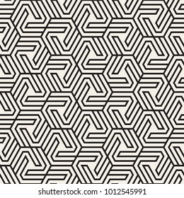 Vector seamless abstract shapes pattern. Modern stylish stripes texture. Repeating geometric tiles with hexagonal elements