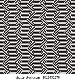 Vector seamless abstract shapes pattern. Modern stylish stripes texture. Repeating geometric tiles with hexagonal elements