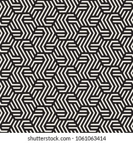 Vector seamless abstract shapes pattern. Modern stylish stripes texture. Repeating geometric tiles with hexagonal elements