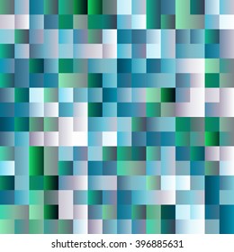 Vector seamless abstract squares pattern in blue and green gray