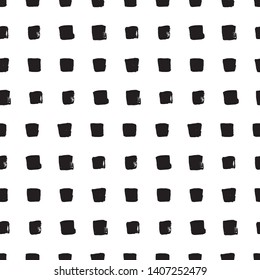 Vector seamless abstract tile pattern. Black square hand drawn texture in order composition isolated on white background. Wallpaper, fabric, textile, wrapping paper design EPS10 freehand drawing