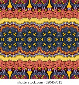 Vector Seamless Abstract Tribal Pattern. Hand Drawn Ethnic Texture, Flight of Imagination