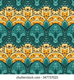 Vector Seamless Abstract Tribal Pattern. Hand Drawn Ethnic Texture, Flight of Imagination