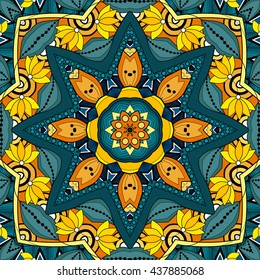 Vector Seamless Abstract Tribal Pattern. Hand Drawn Ethnic Texture, Flight of Imagination