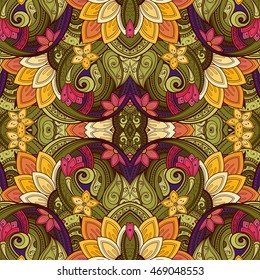 Vector Seamless Abstract Tribal Pattern. Hand Drawn Ethnic Texture, Flight of Imagination