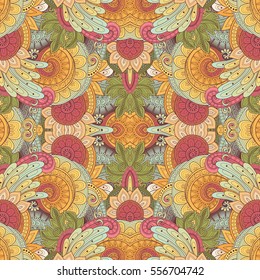 Vector Seamless Abstract Tribal Pattern. Hand Drawn Ethnic Texture, Flight of Imagination