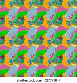 Vector seamless abstract tropical flower pattern with watercolor effect.