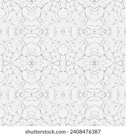 Patrón de mosaico de dos colores abstracto sin fisuras vectorial, interlinando líneas grises sobre un fondo blanco.
