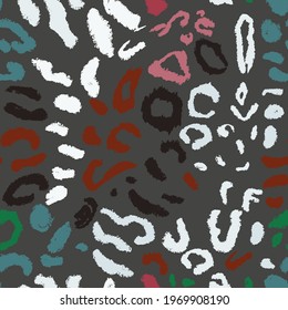 Vector seamless abstraction illustration. Tiger cheetah texture with African style abstraction for printing packaging, cards, designers, clothes, interior, icon, logo