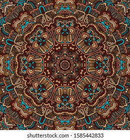 Vector seamless african art batik ikat. Ethnic bohemian print vintage design. Abstract mandala vector ethnic tribal pattern