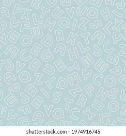 Vector seamless alphabet pattern with outline latin letters. Delicate repeatable unusual background. Can be used like wrapping paper, textile cover, wallpaper or for your other design and ideas
