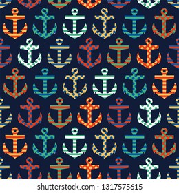 Vector seamless anchor multicolored  pattern .Seamless pattern can be used for Wallpaper, file, pattern, web page backgrounds, surface textures.
