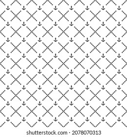 Vector seamless anchor pattern EPS. Modern stylish texture SVG. Geometric striped ornament. Monochrome linear braids. Black and White anchor Pattern svg