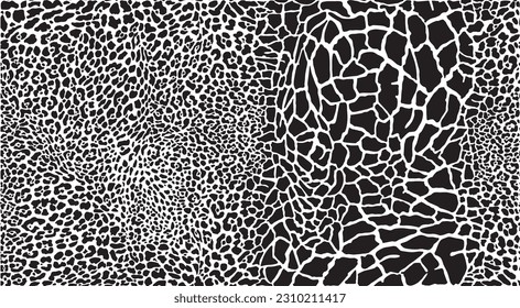 Vector seamless animal background Leopard and Giraffes skin background