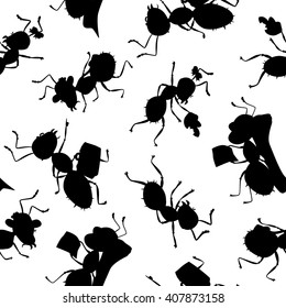 vector seamless ant silhouette pattern