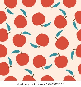 Vector seamless apple fruit pattern. Background design for print, wrapping paper, packaging, fabric, textile, fruit shops. Surface pattern design. Fruit background.