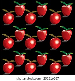 Vector seamless apples on black background. Illustration