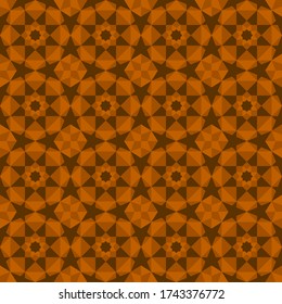 Ornamento vectorial transparente arábigo o islámico en colores marrones con simetría de 4 veces