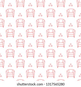 Vector seamless armchair pattern. Cushioned furniture. Design for banner, poster or print.