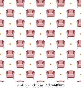 Vector seamless armchair pattern. Cushioned furniture. Design for banner, poster or print.