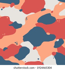 Vector seamless army camouflage pattern. Roughly drawn bright trendy textures. Abstract background. Design for web banner, fabric textile print, packaging