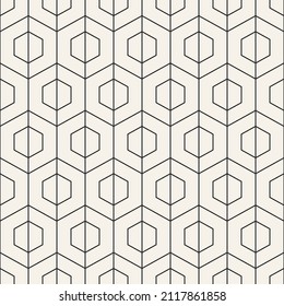 Vector seamless Art Deco lattice pattern. Repeating geometric hexagon elements. Stylish monochrome background design.