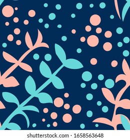 Vector seamless artistic bright tropical pattern with original stylish floral background print, fantastic forest, summer beach fun