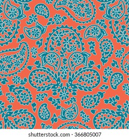 vector seamless artistic graphical original orient paisley pattern. spring summer time, holidays, oriental flower background print, leaves, nature, organic motifs.