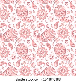 Vektornahtlose asiatische Textilinformationen. Paisley-Muster