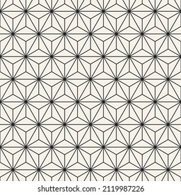 Vector seamless Asian traditional pattern. Repeating geometric triangle elements. Stylish monochrome background design.