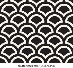 Patrón tradicional asiático sin fisuras vectorial. Elementos de forma del ventilador geométrico repetitivo. Diseño de fondo monocromo elegante.