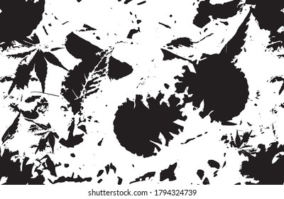 Vector seamless autumn background. Black and white texture