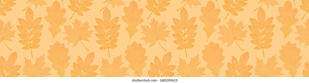 Vector seamless autumn background with  orange leaves. EPS 10