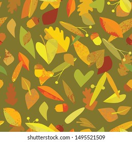 vector seamless autumn fall pattern illustration for use on the textile, package, notebook