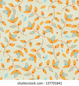 vector seamless autumn floral  backdrop