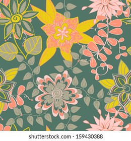 vector seamless autumn floral background for textile,wallpaper or other design