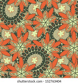 vector seamless autumn flowers background