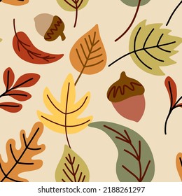 Vector seamless with autumn leaves.