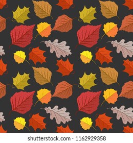Vector seamless with autumn maple leaves