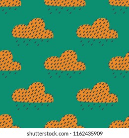 Vector seamless autumn pattern with clouds