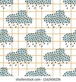 Vector seamless autumn pattern with clouds