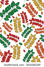 Vector seamless autumn pattern. Colored autumn leaves. autumn leaf fall. Illustration with a forest. Design for print, fabric, paper.