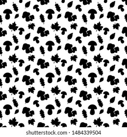 vector seamless autumn pattern mushrooms and leaves