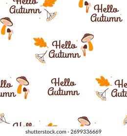 Patrón de otoño sin fisuras de Vector con setas y hojas. Patrón de otoño
