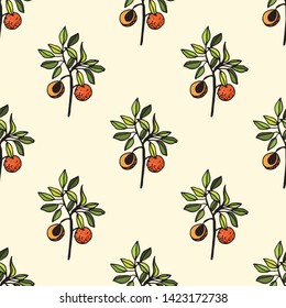 vector seamless autumn pattern with peach branch